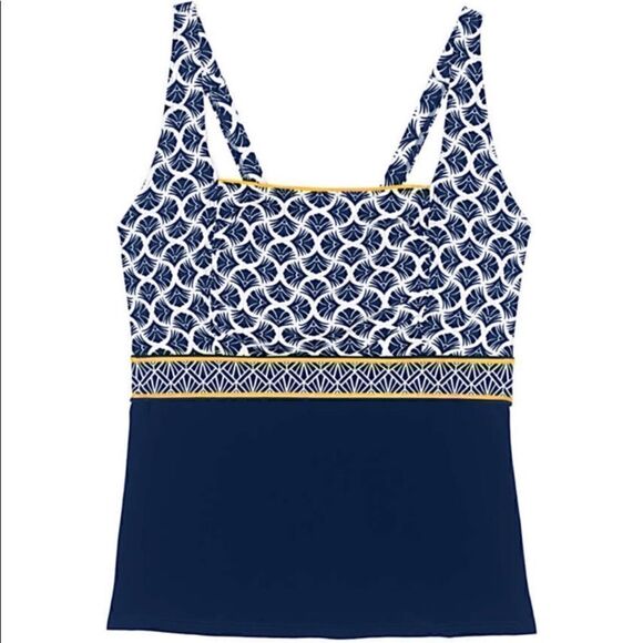 Land’s End square neck underwire Tankini blue print adjust straps Various - Picture 1 of 2
